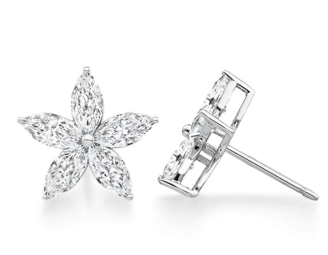 Marquise Petal Jasmine Stud Earrings