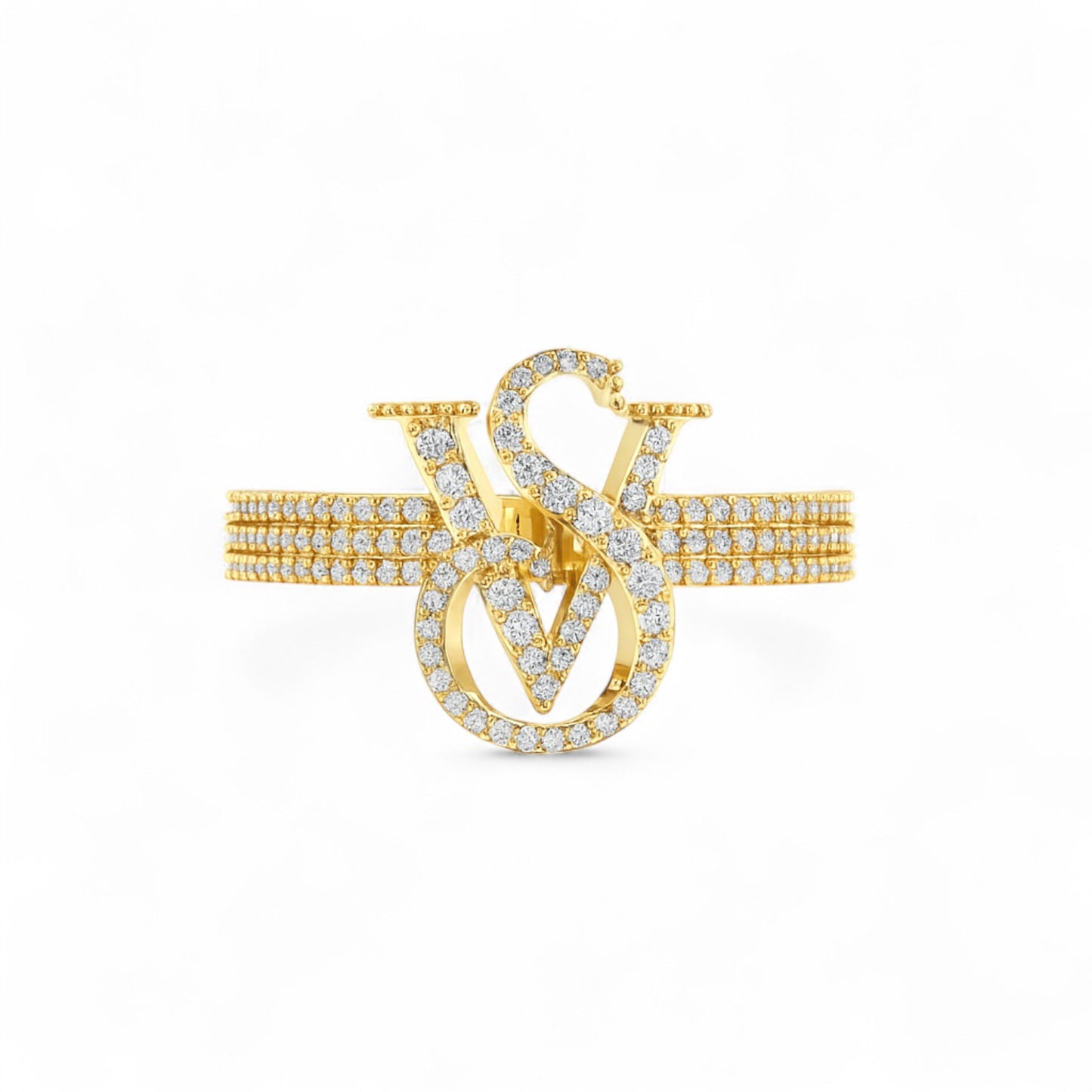 Custom Initial Diamond Statement Ring