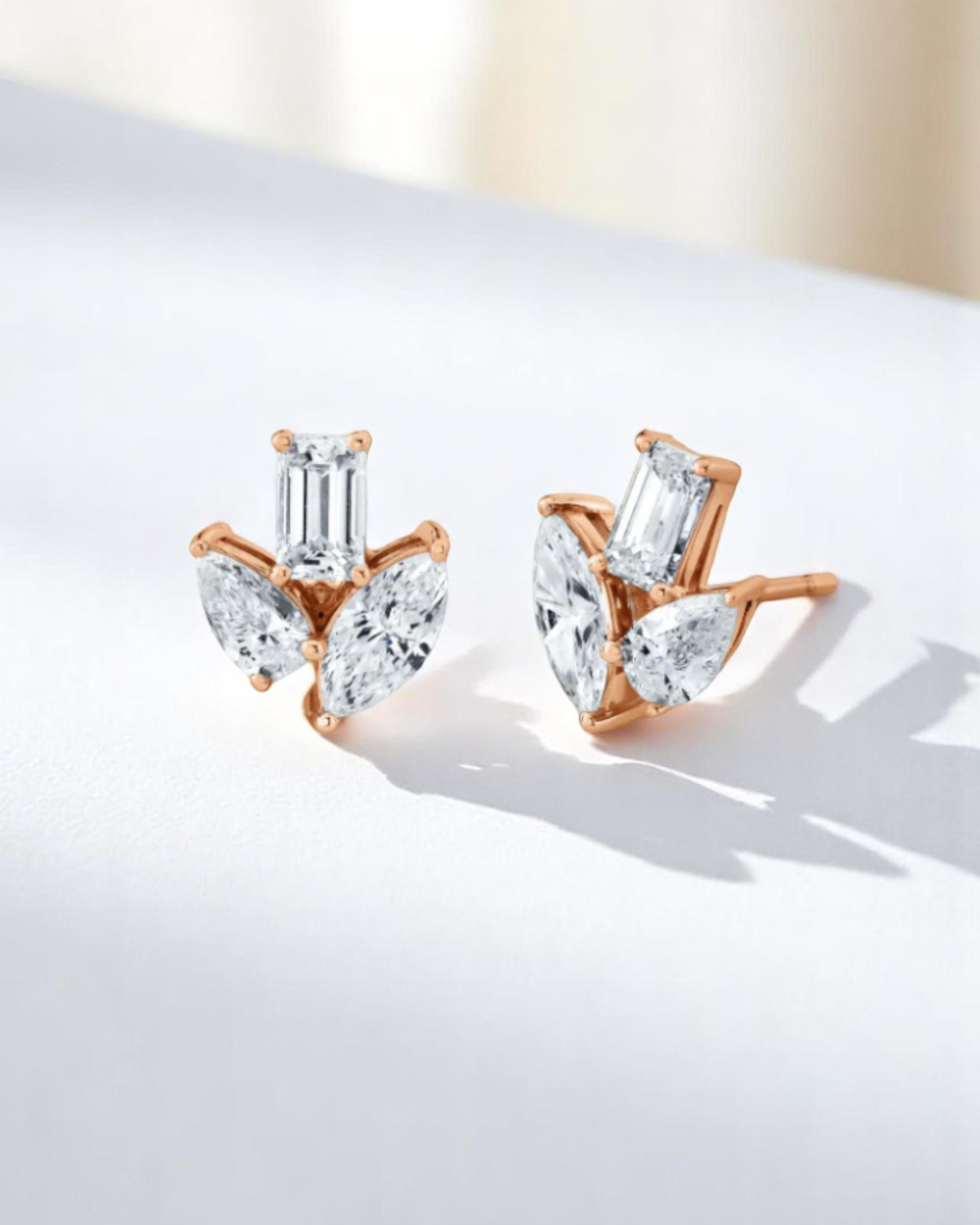 3 Diamond Lily Stud Earrings