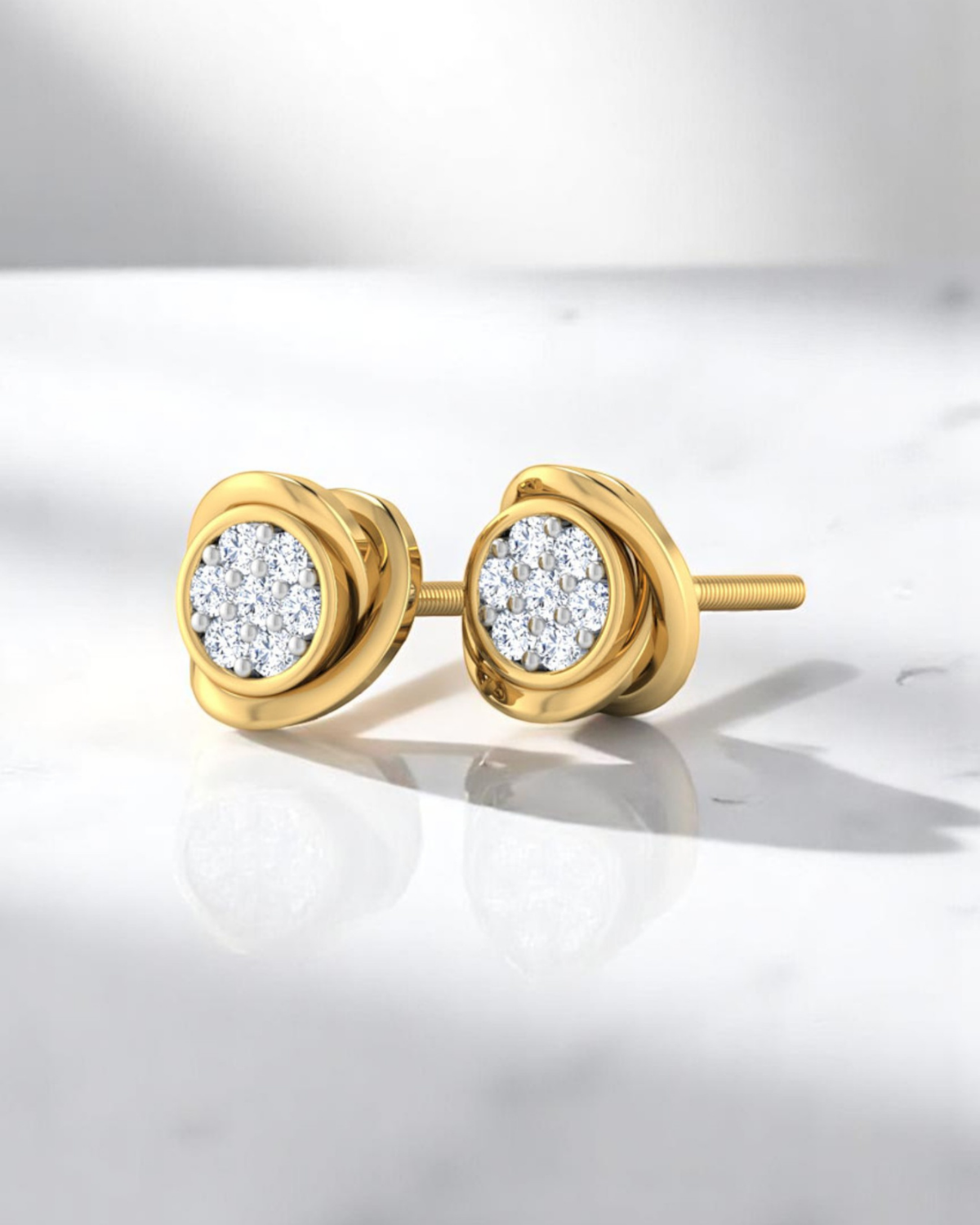 Diamond Bloom Rose Stud Earrings