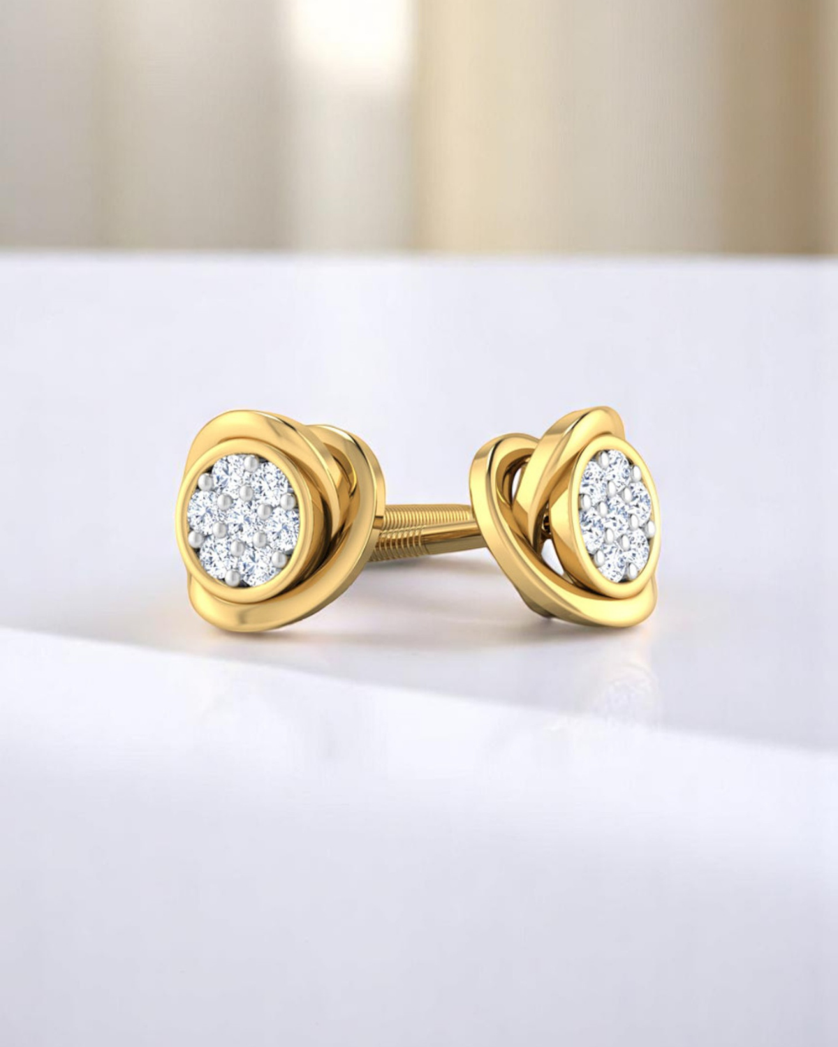 Diamond Bloom Rose Stud Earrings