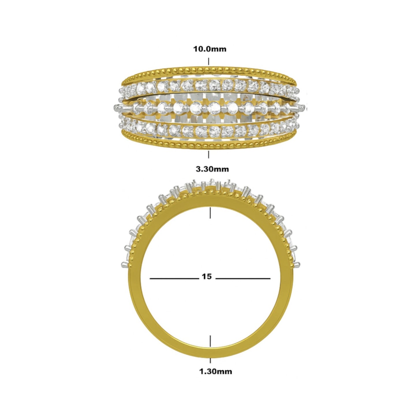 Dual Row Diamond Band Ring