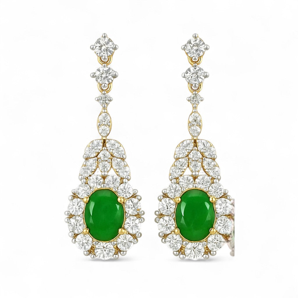 Long Diamond Earrings with Gemstone