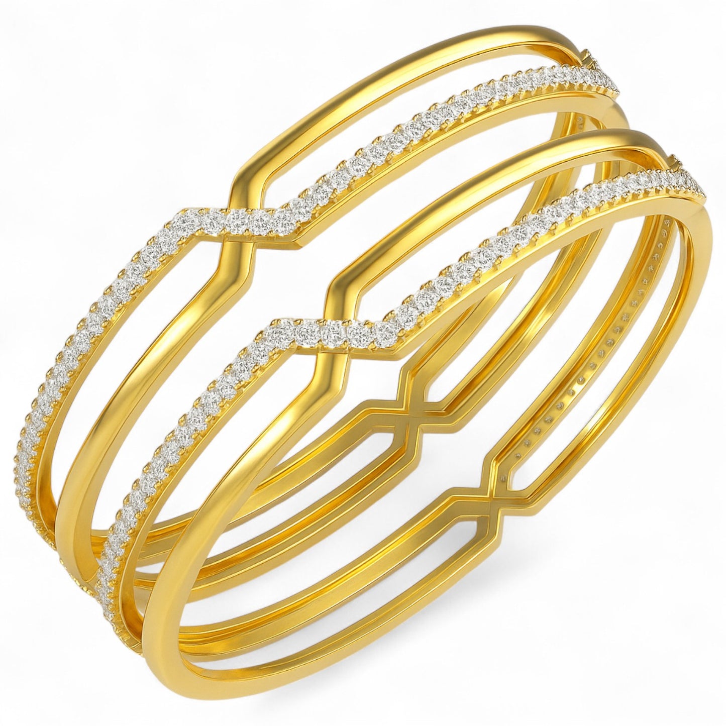 Modern Wave Diamond Bangle