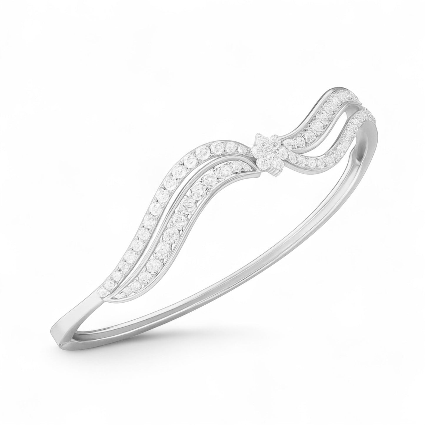 Ocean Wave Inspired Diamond Swirl Bangle Bracelet