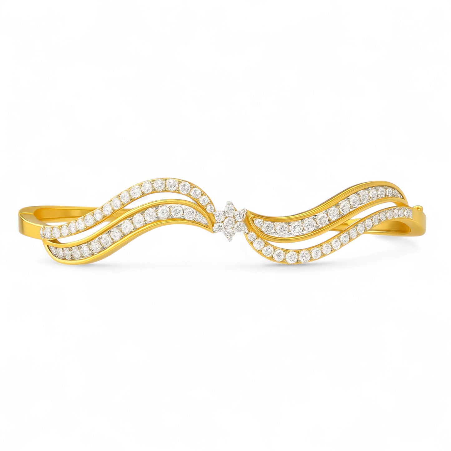 Ocean Wave Inspired Diamond Swirl Bangle Bracelet