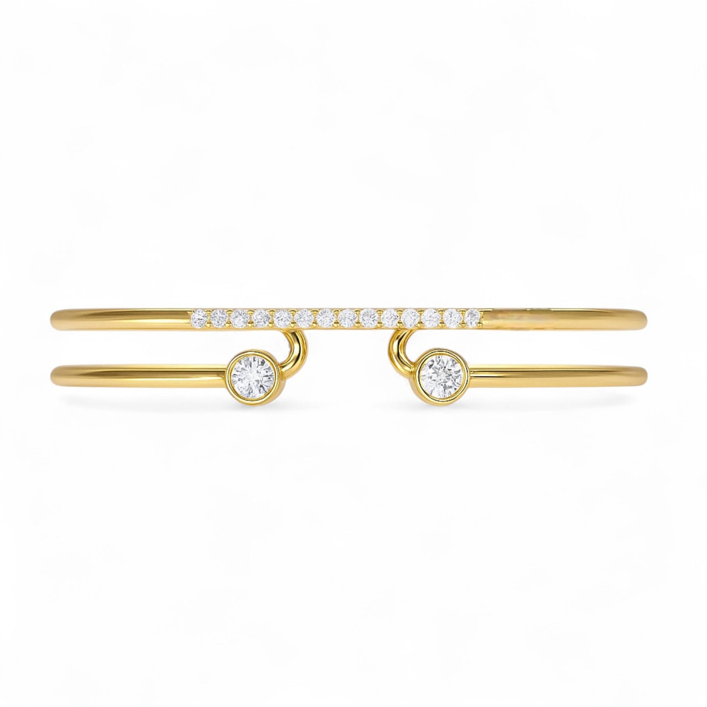Double Band Diamond Open Cuff Kadaa Bracelet