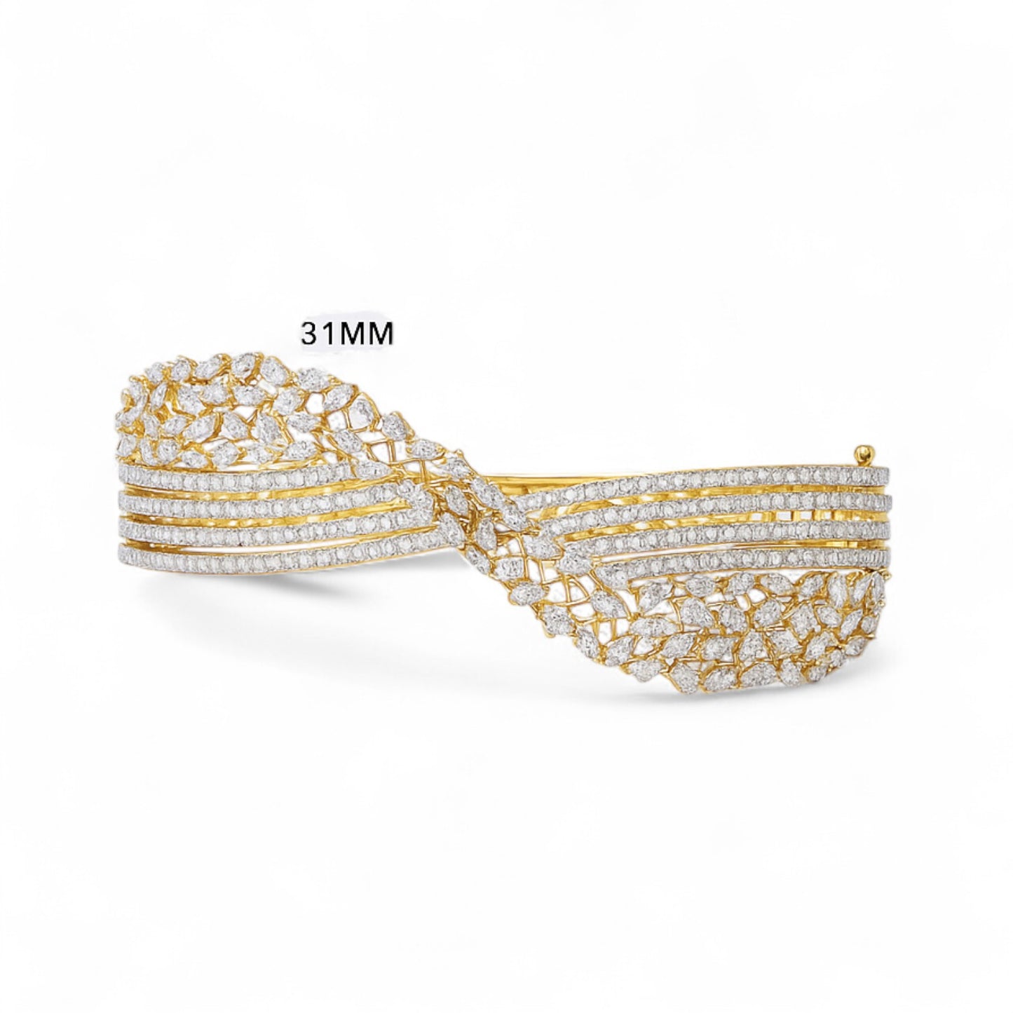 Elegant Crisscross Diamond Wave Bangle
