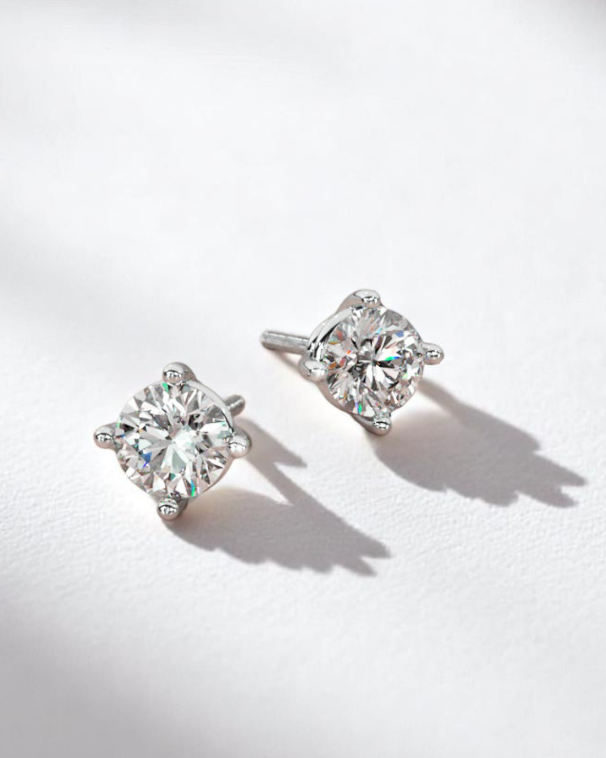 4 Prong Round Solitaire Stud Earrings