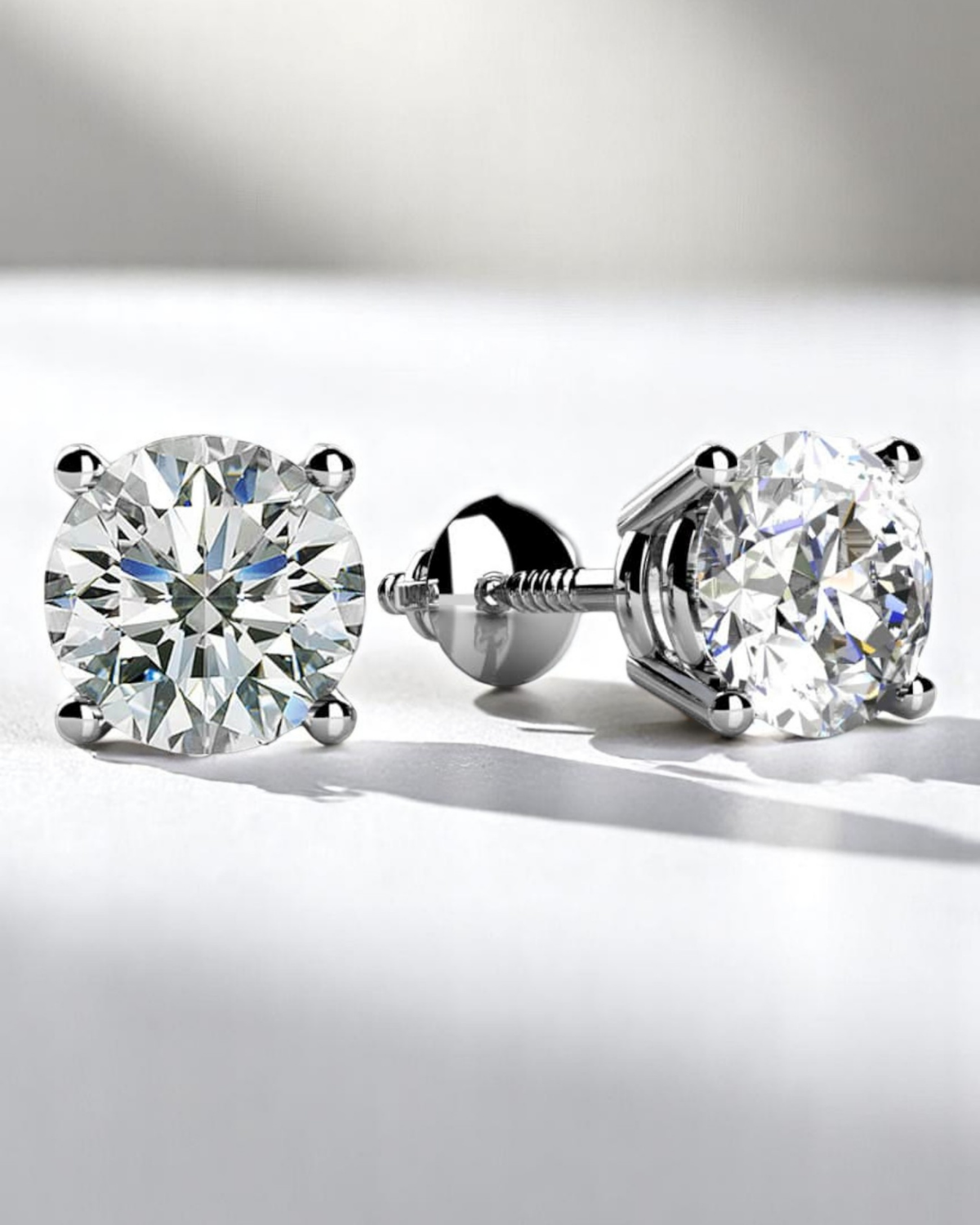 4 Prong Round Solitaire Stud Earrings