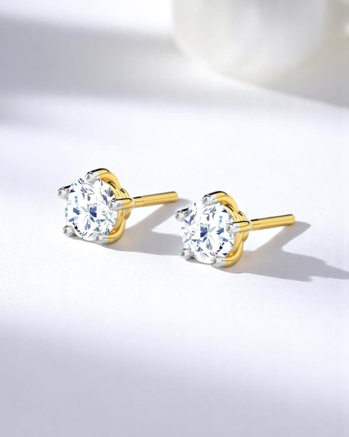 5 Prong Round Solitaire Stud Earrings