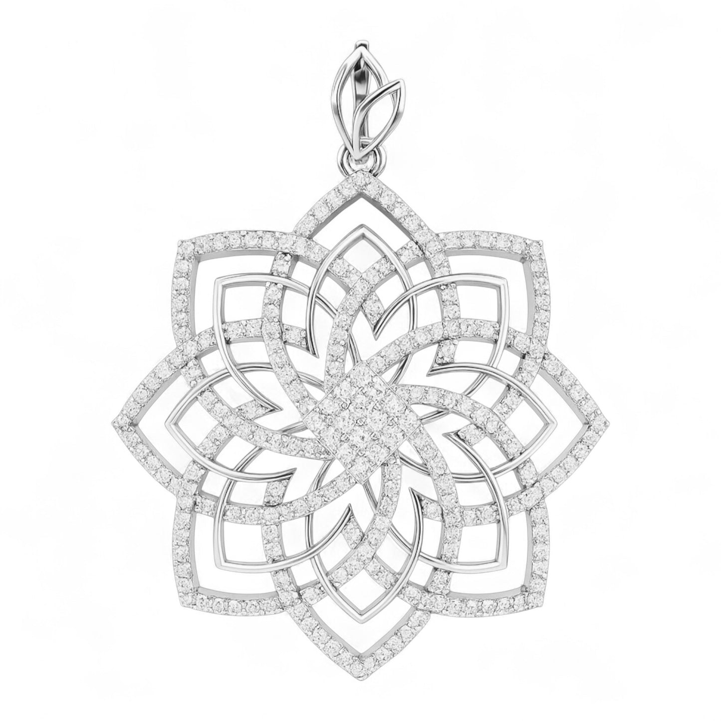 Floral Diamond Lattice Pendant in Gold