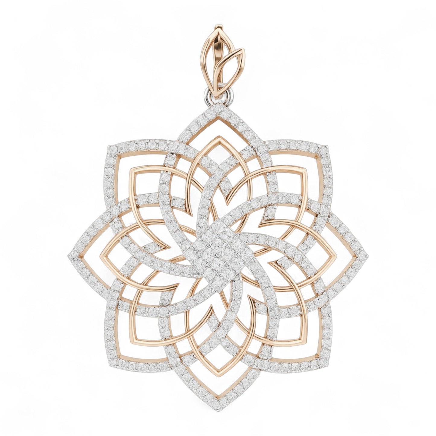 Floral Diamond Lattice Pendant in Gold