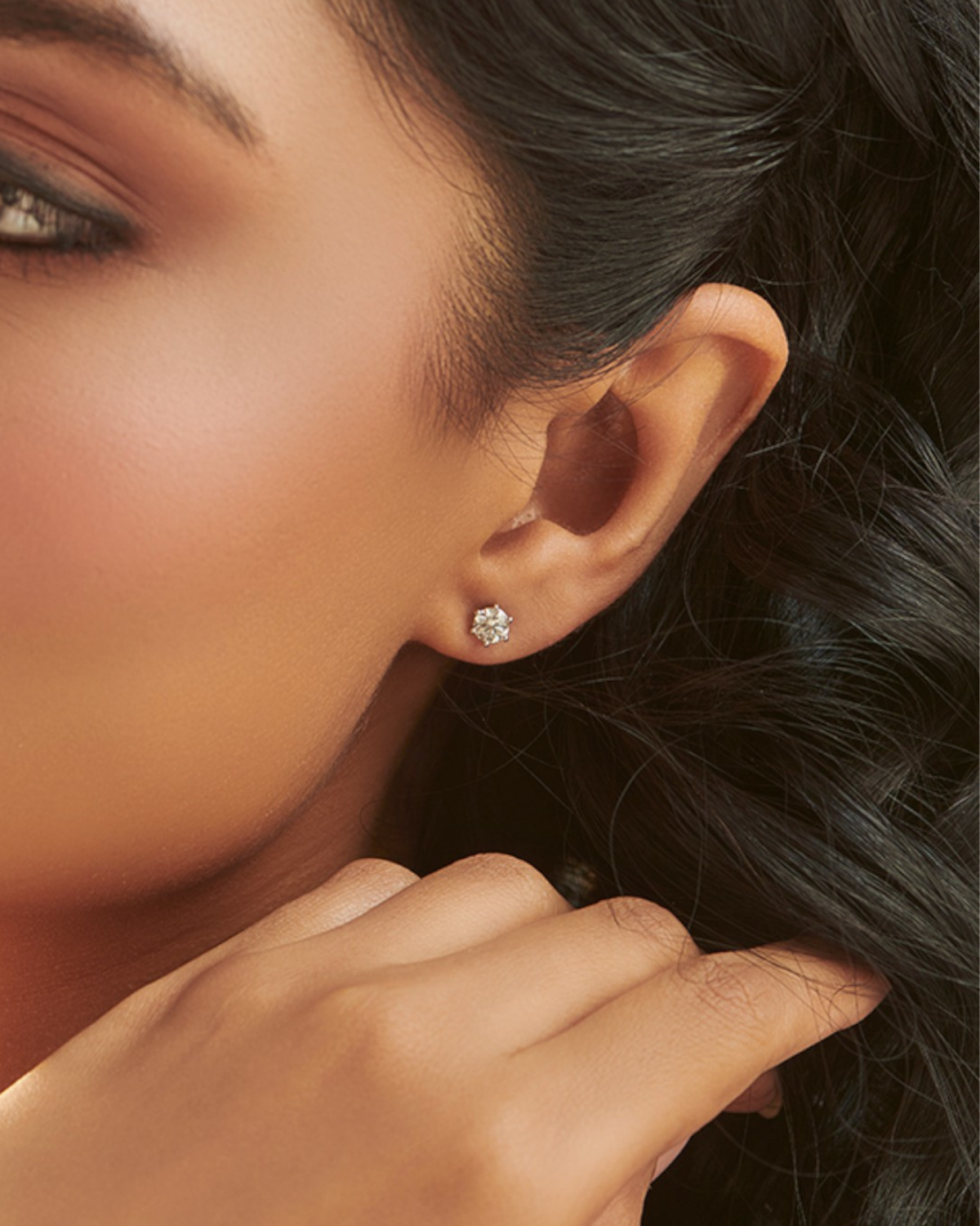 6 Prong Round Solitaire Stud Earrings