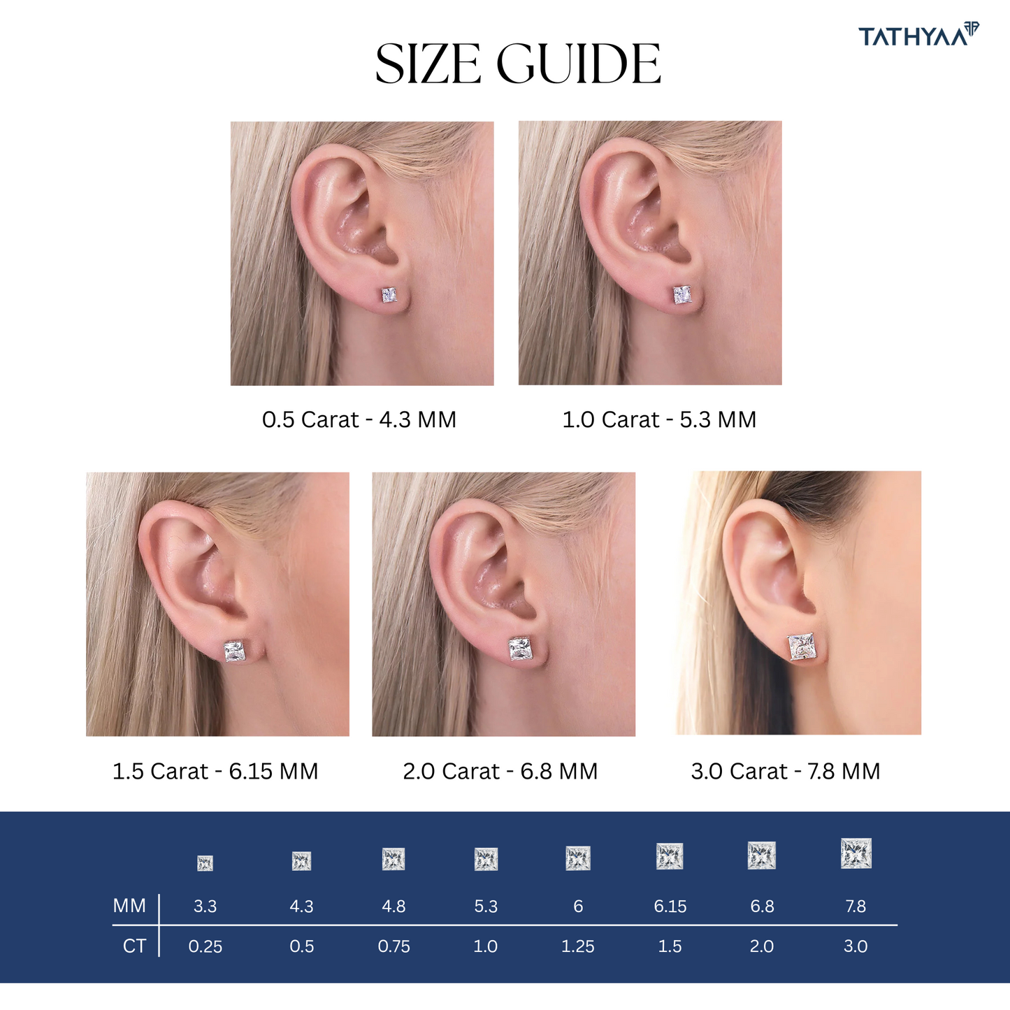 Princess Bezel Solitaire Stud Earrings