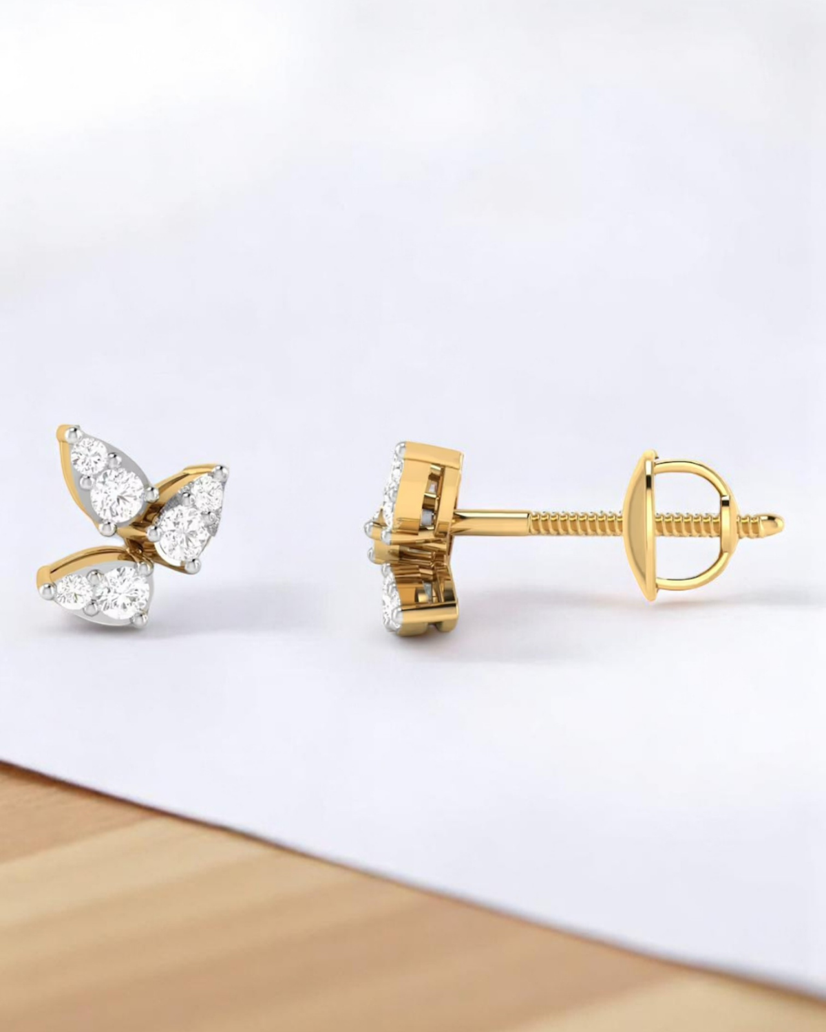 Triple Pear Leaflet Stud Earrings