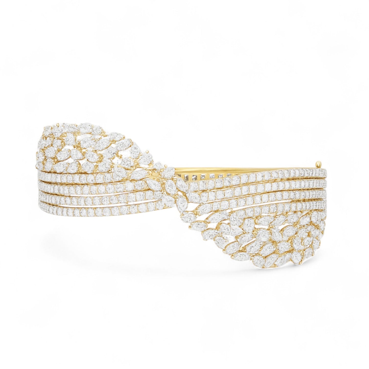 Wide Diamond Mesh Twist Statement Bracelet