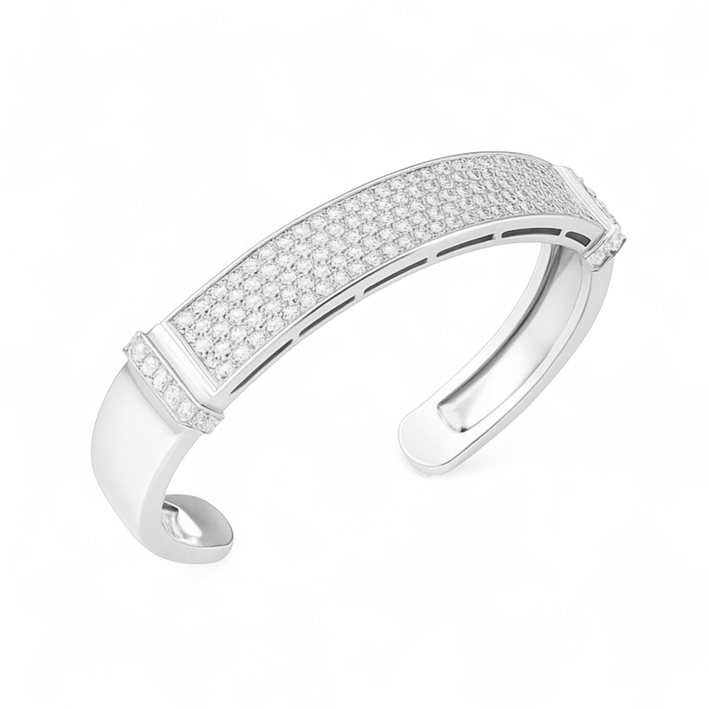 Luminous Grace Wide Diamond Cuff Bracelet