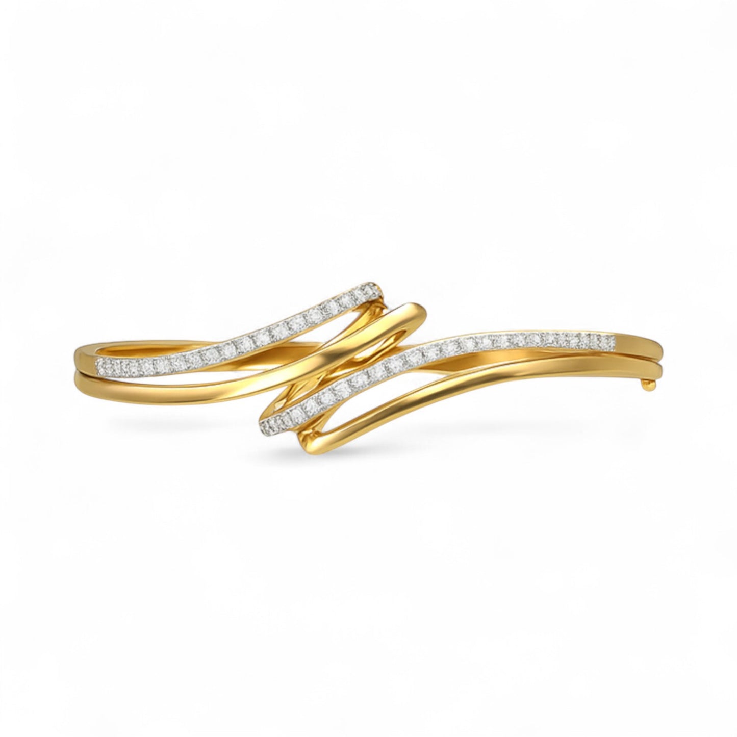 Flowing Diamond Wave Bangle Bracelet