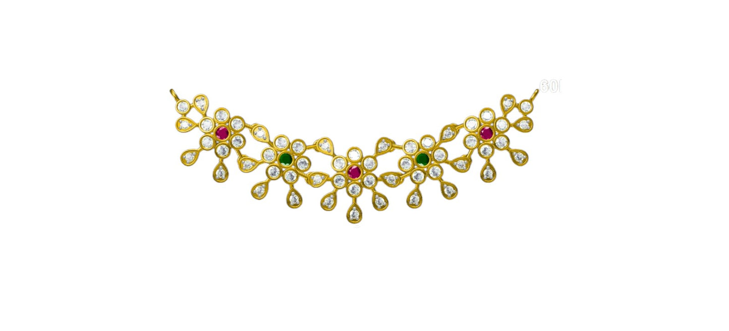5 flowers bezel mangalsutra pendant side hooks