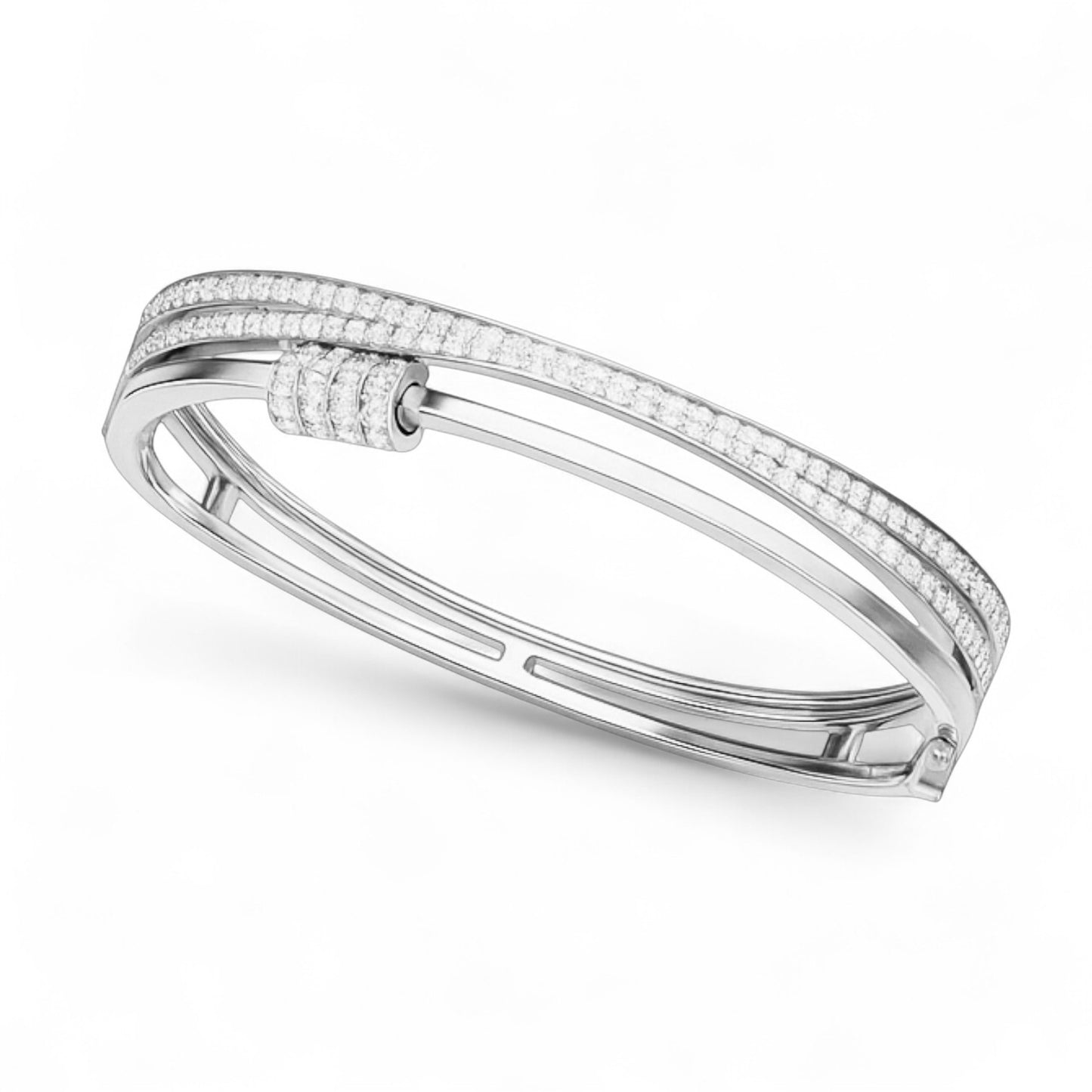 Modern Triple Band Diamond Accent Bracelet