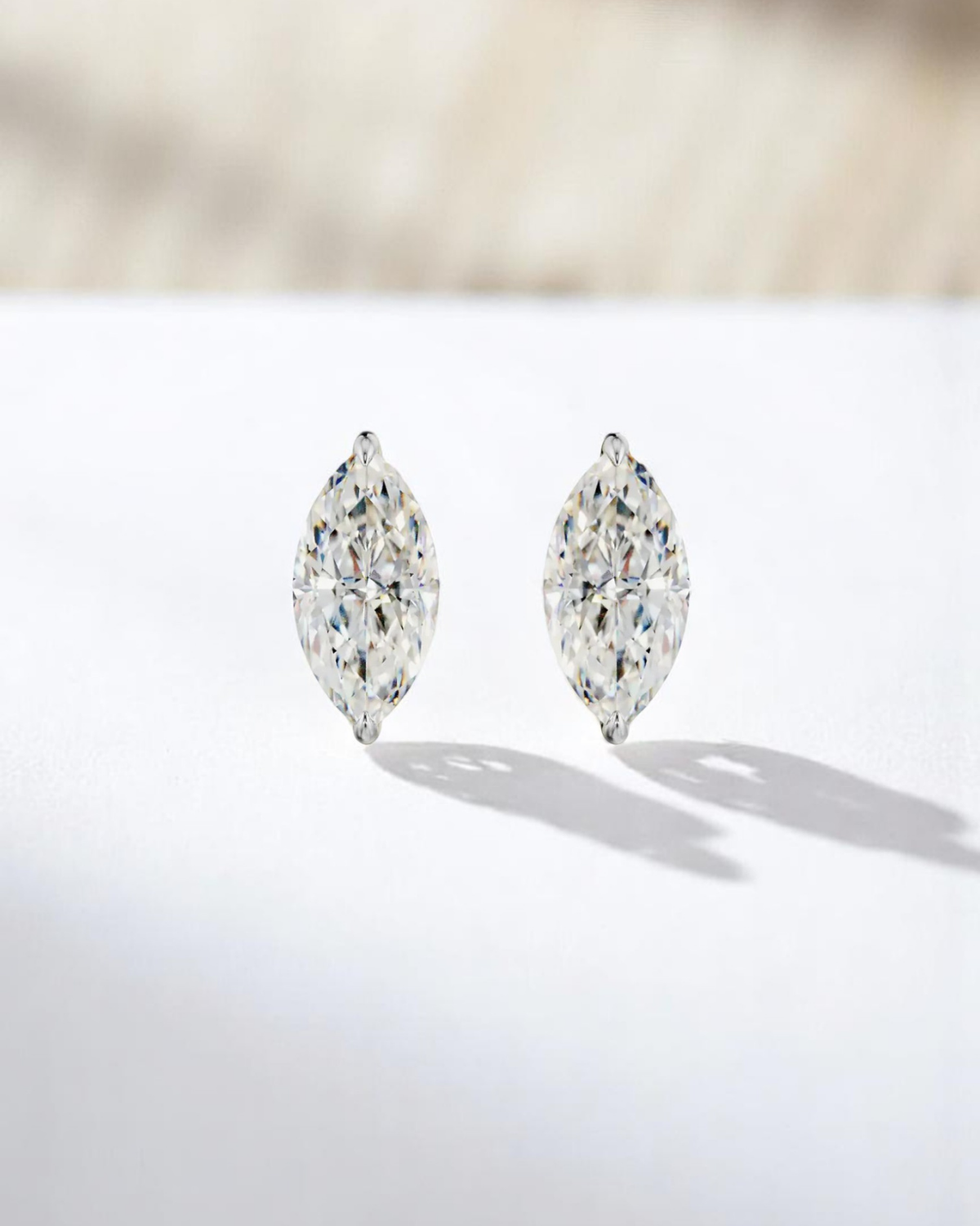 2 Prong Marquise Solitaire Stud Earrings