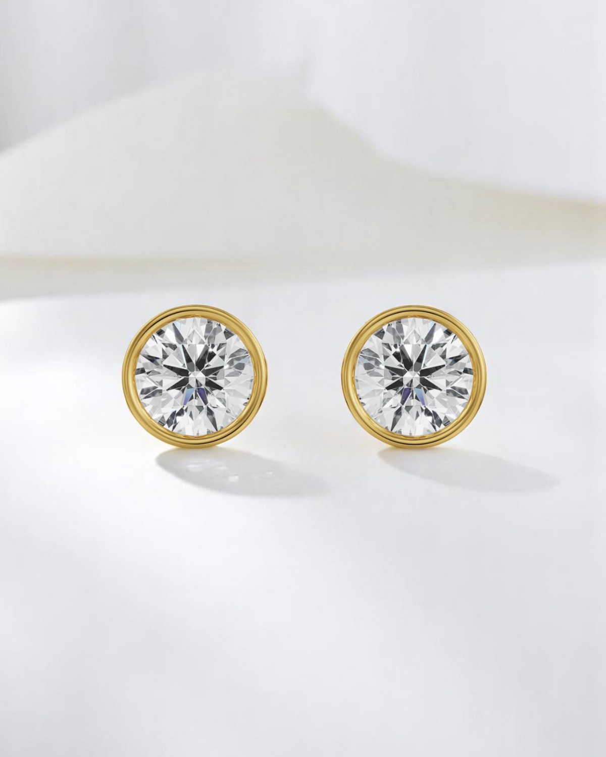 Round Bezel Solitaire Stud Earrings