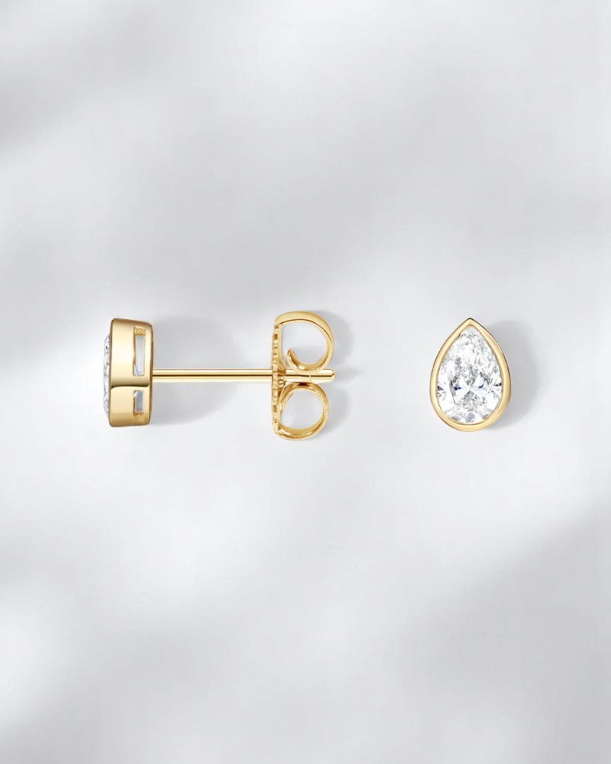 Pear Bezel Solitaire Stud Earrings