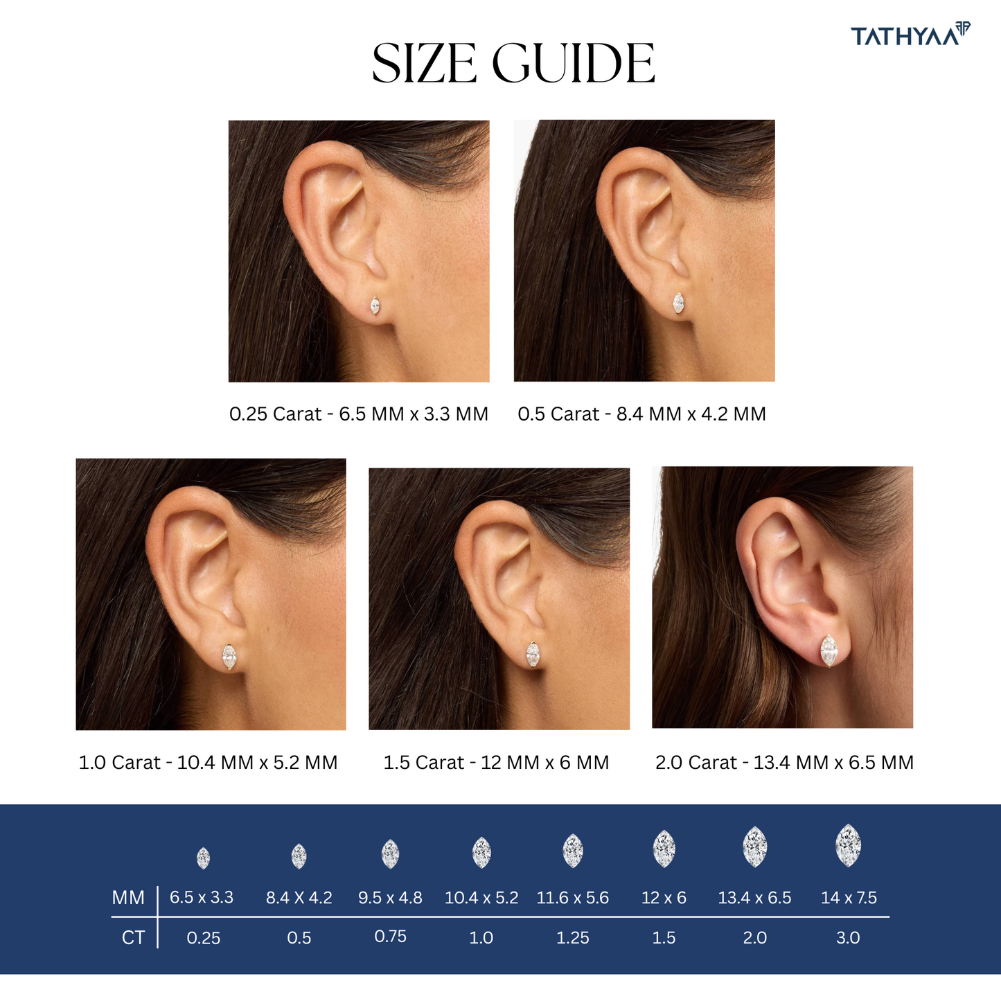 2 Prong Marquise Solitaire Stud Earrings