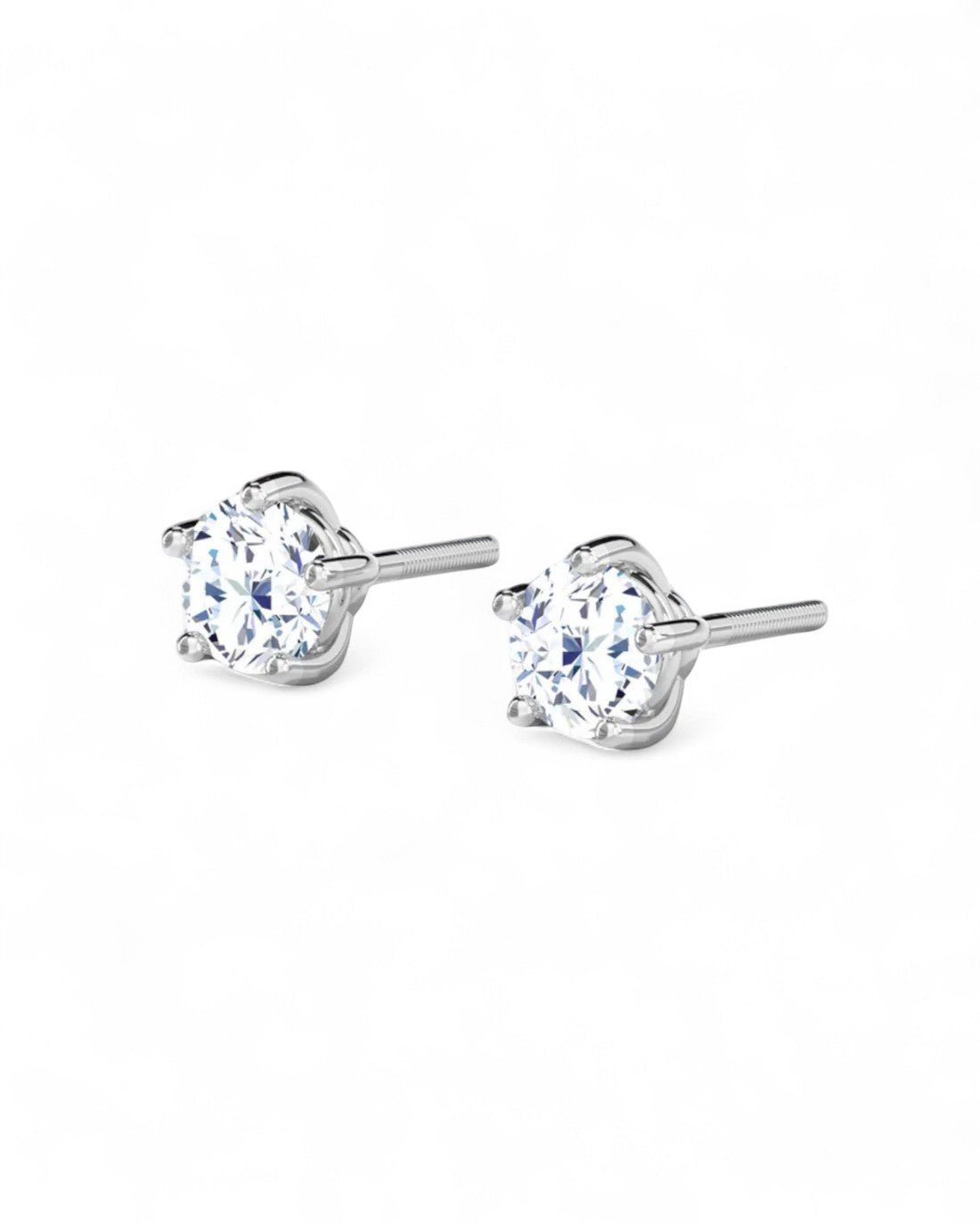 5 Prong Round Solitaire Stud Earrings