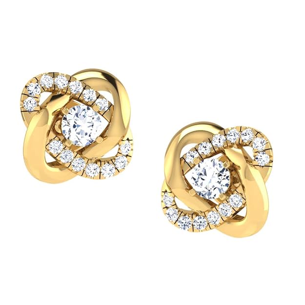 Knot Design Diamond Stud Earrings with Pave Accents