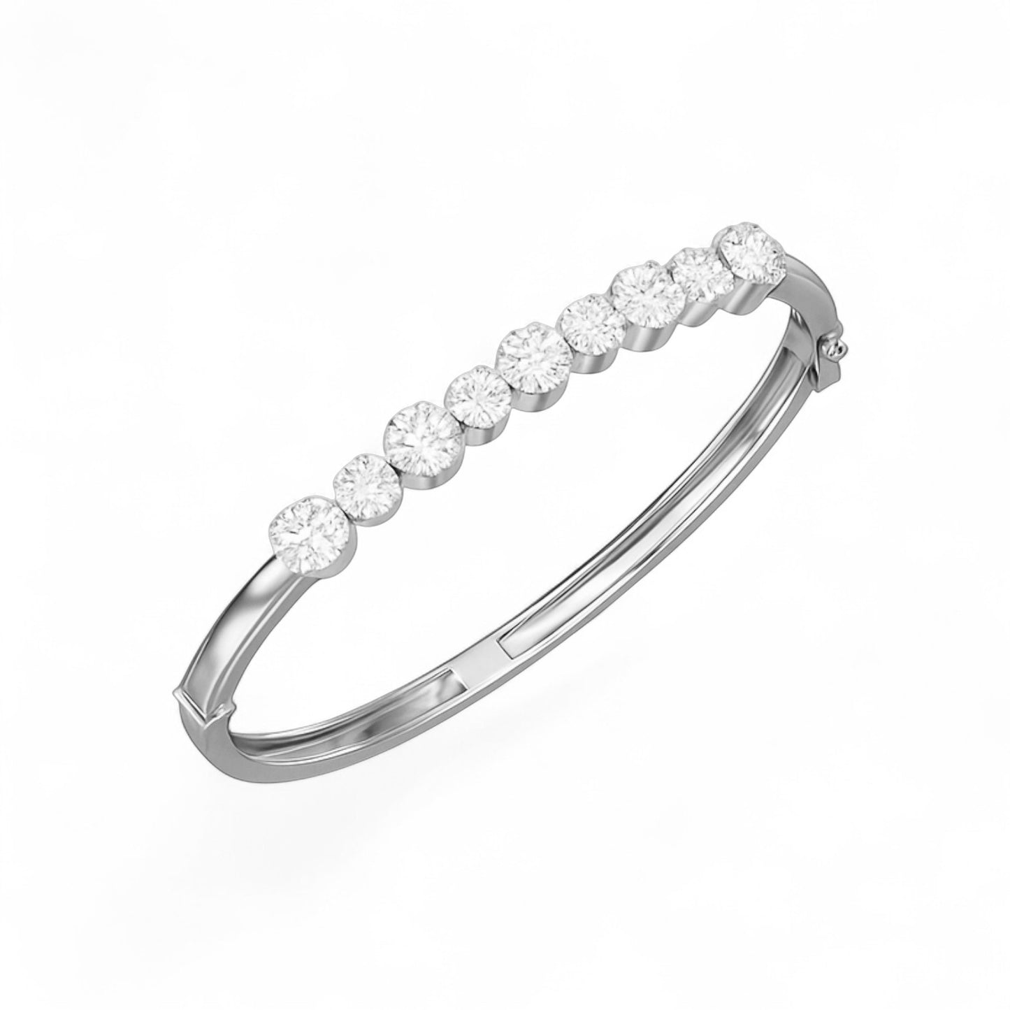 Elegant Rose Gold Diamond Bangle with Graduated Stones