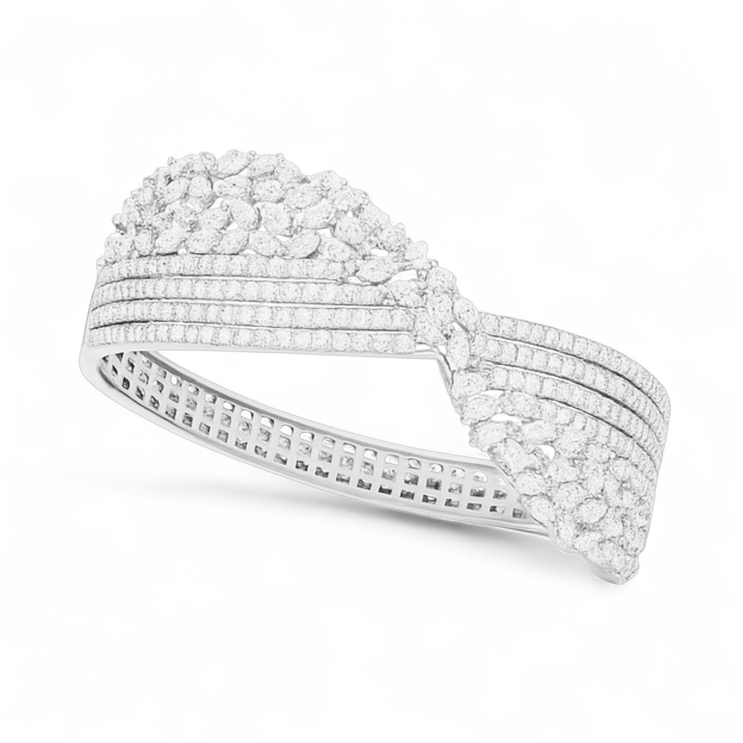 Wide Diamond Mesh Twist Statement Bracelet
