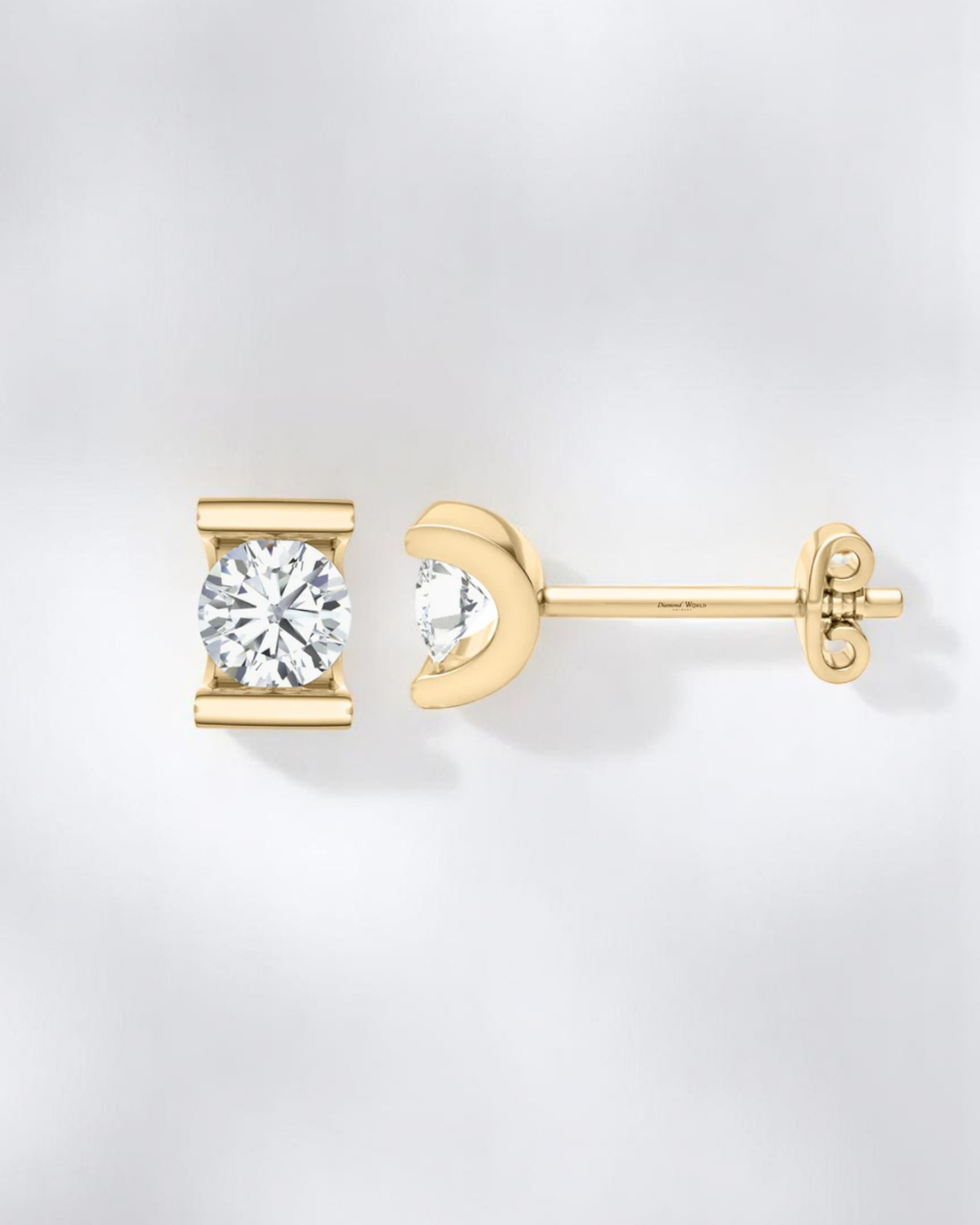 Open Curve Solitaire Stud Earrings