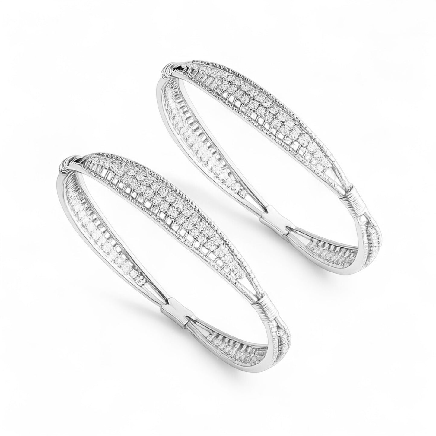 Classic Triple Row Diamond Bangle