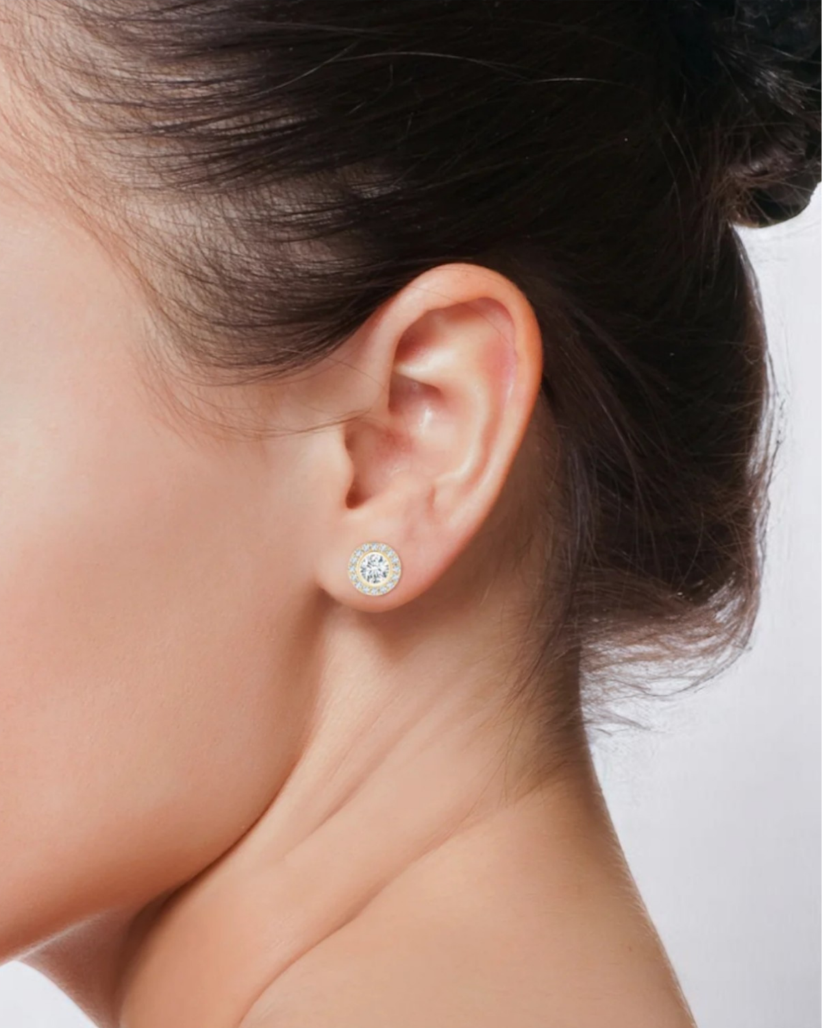 Round Halo Solitaire Stud Earrings