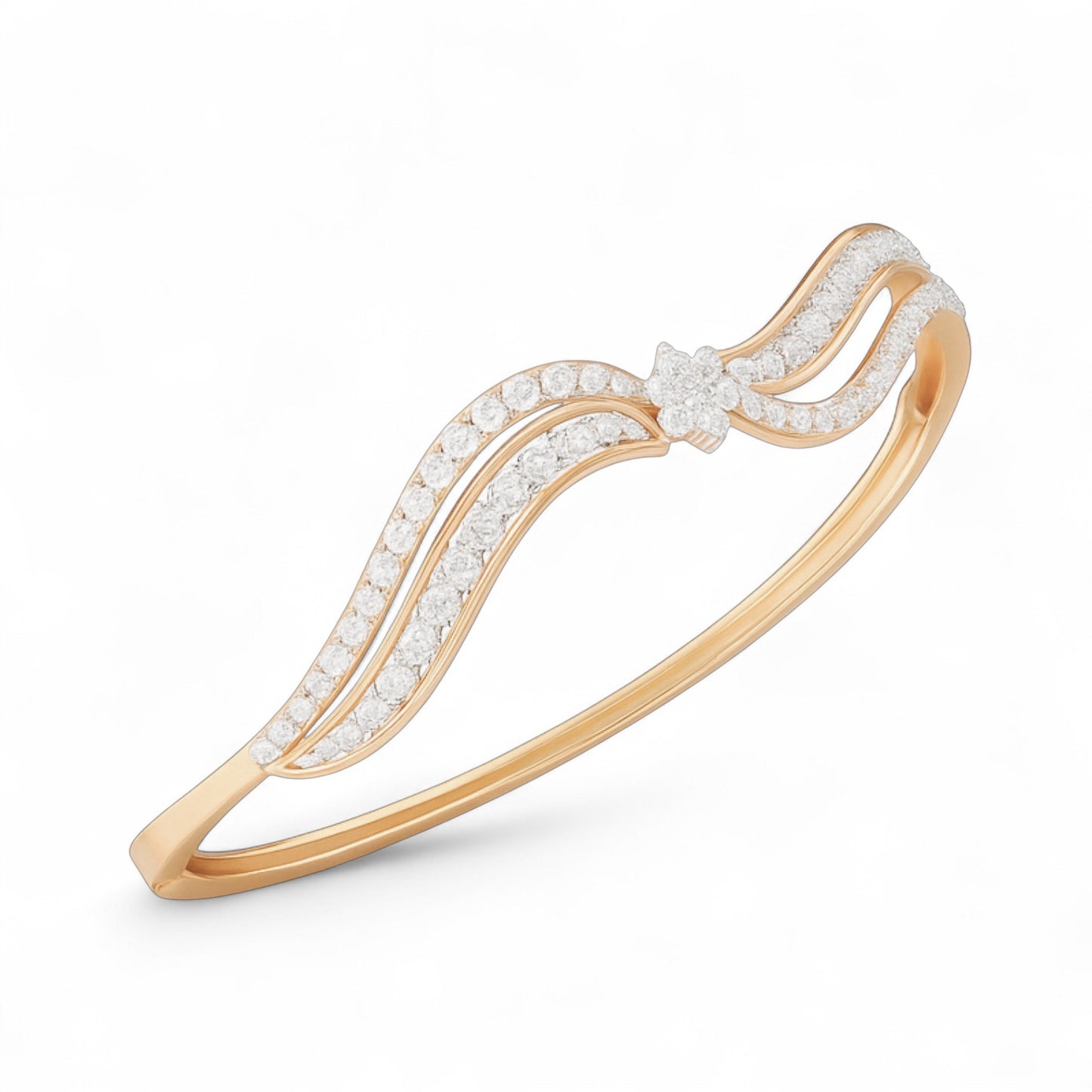 Ocean Wave Inspired Diamond Swirl Bangle Bracelet