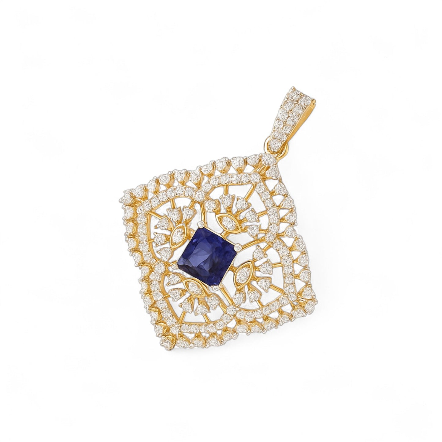 Regal Blue Sapphire & Diamond Pendant