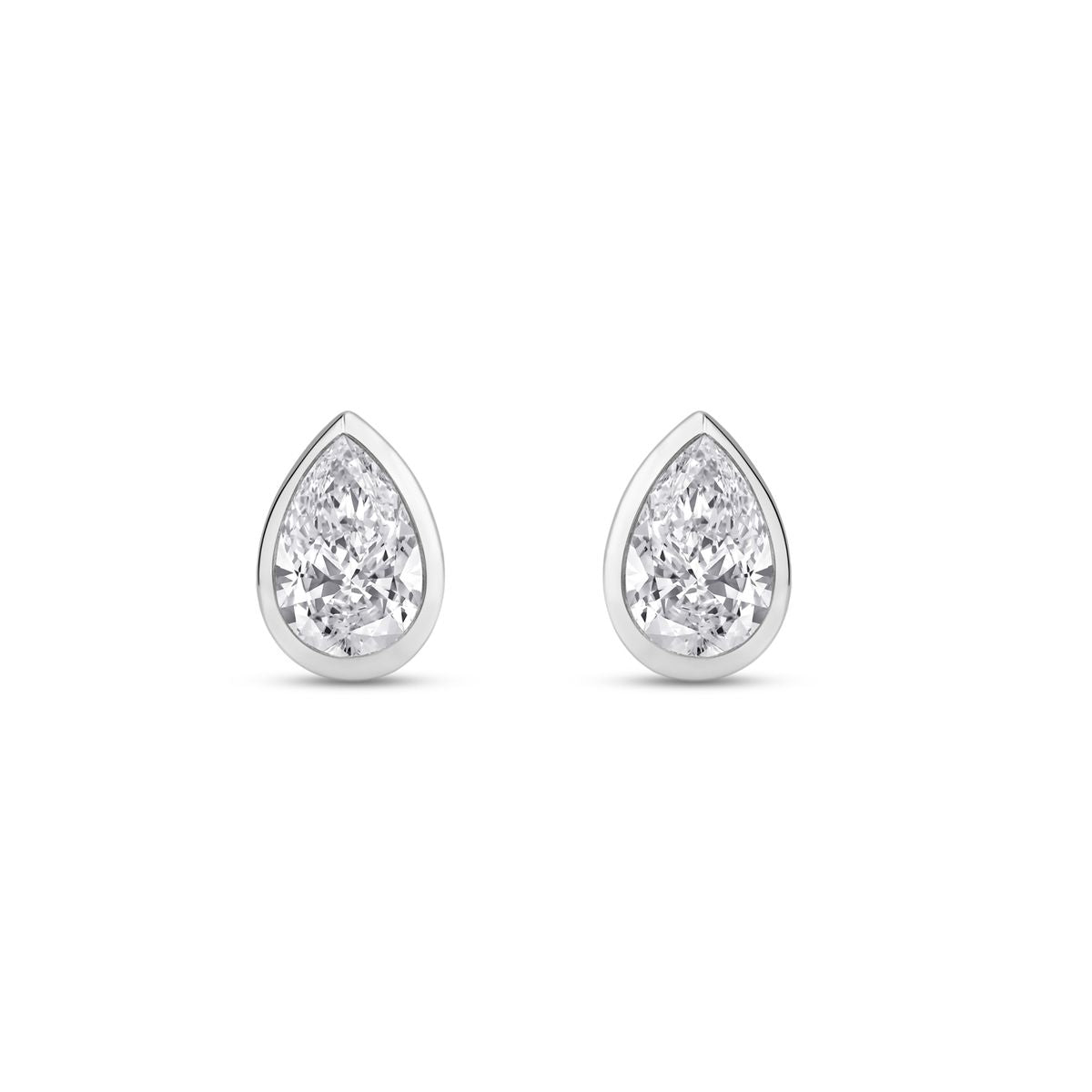 Pear Bezel Solitaire Stud Earrings
