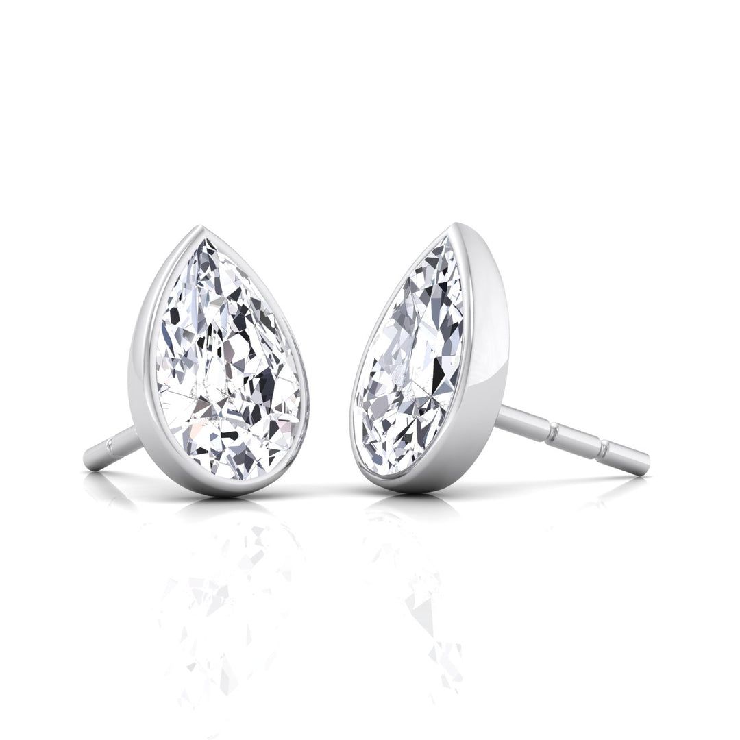 Pear Bezel Solitaire Stud Earrings