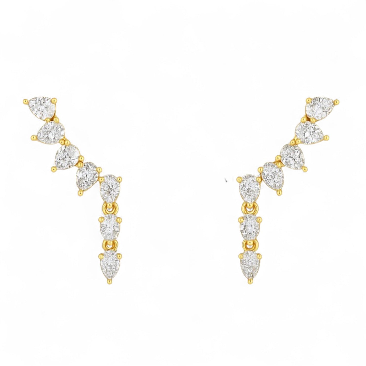Diamond Leaf Cascade Jhumka Earrings