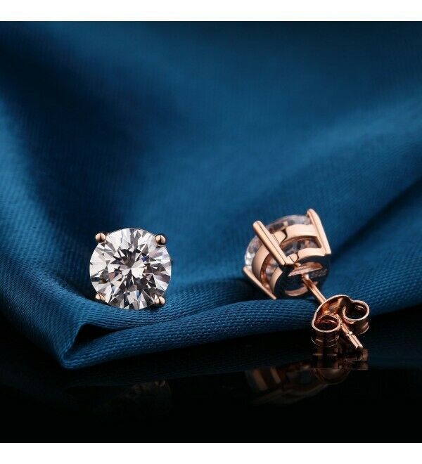 4 Prong Round Solitaire Stud Earrings