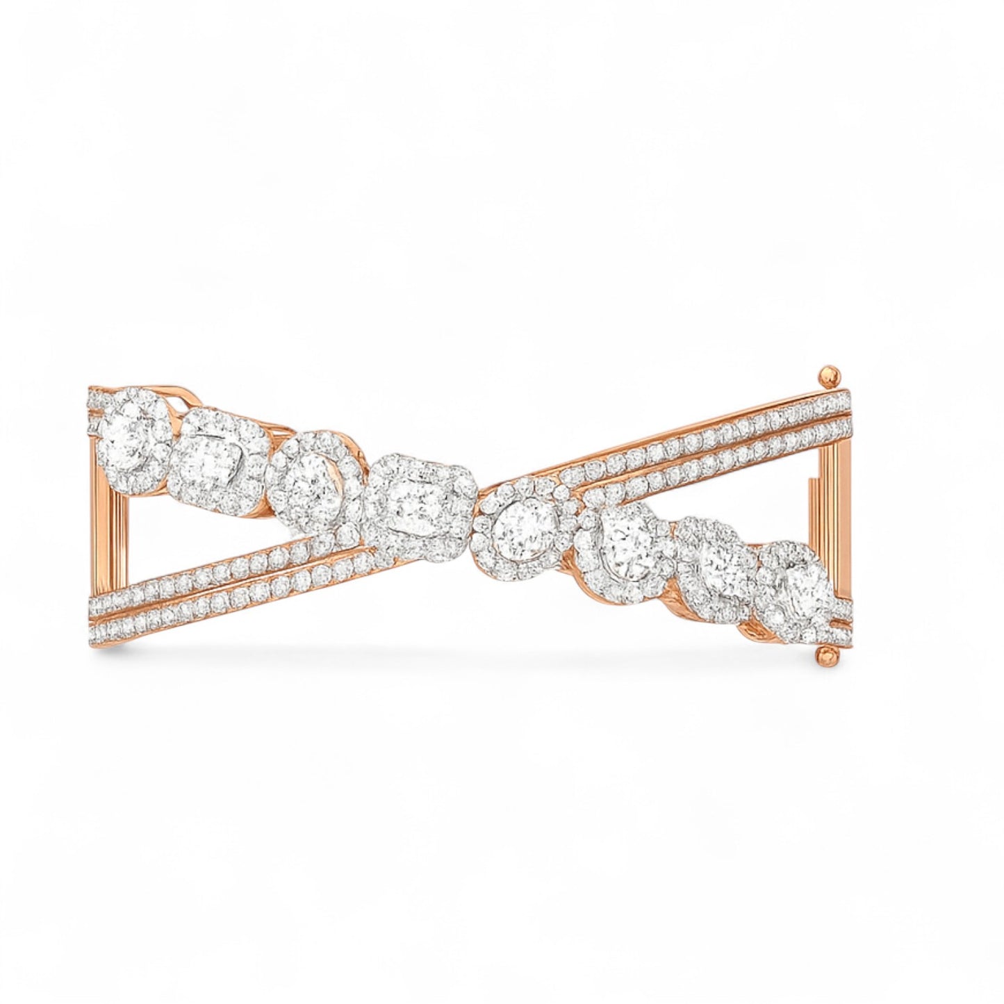 Geometric Fusion Diamond Cluster Bangle Bracelet