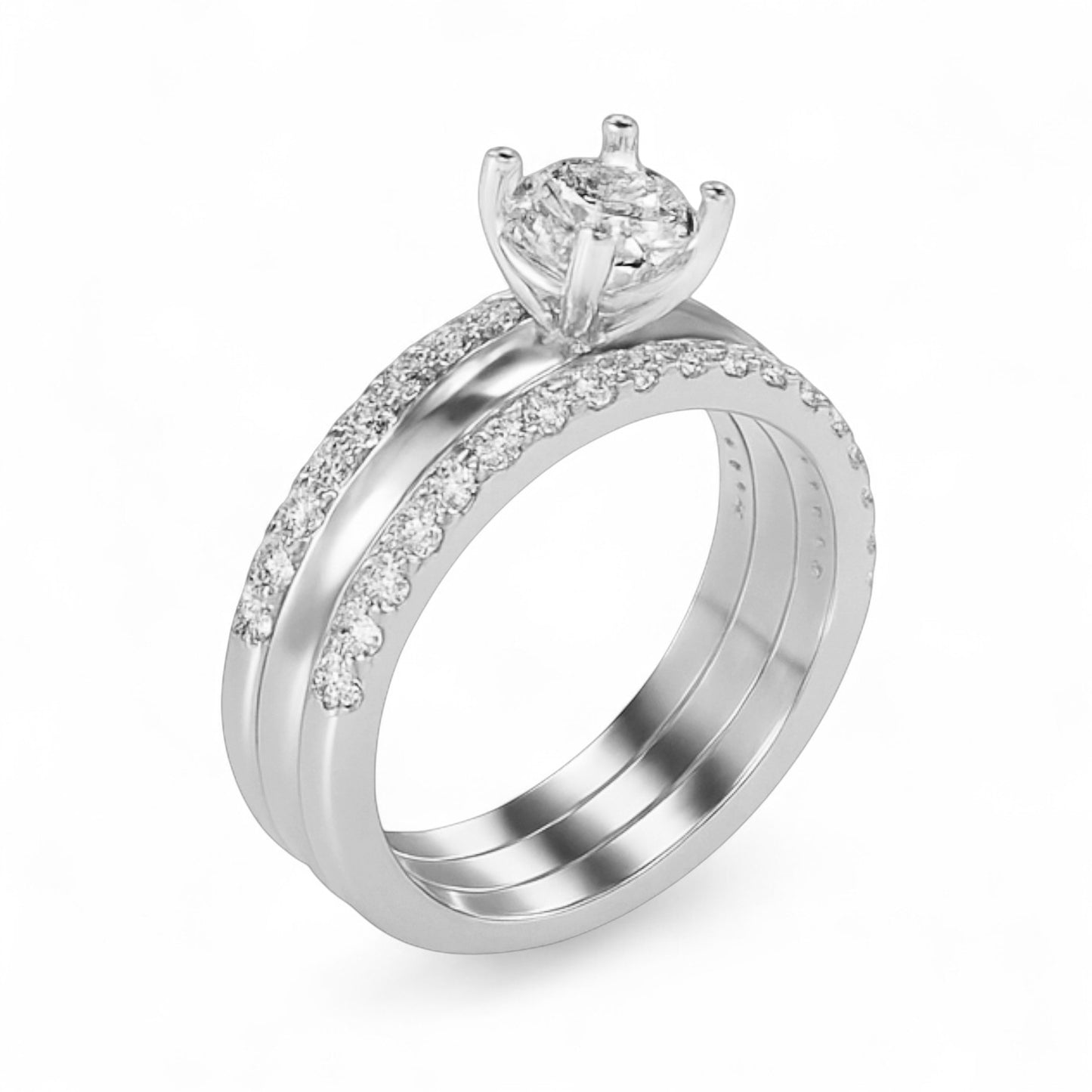 Solitaire with Dual Diamond Band Ring