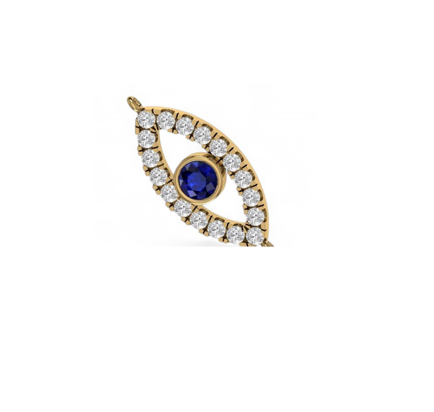 Blue Diamond Gold Evil Eye Chain Bracelet