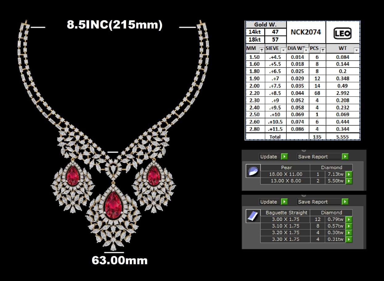 Luxury Bridal Statement Gold Ruby & Diamond Necklace