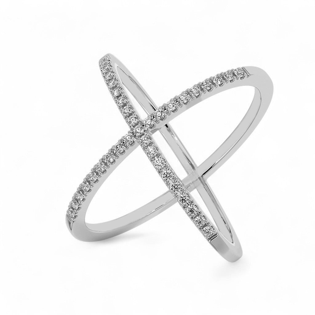 Stylish Criss-Cross Diamond Ring