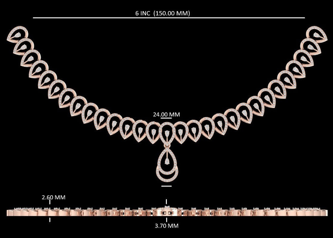 Elegant Peardrop Gold Diamond Necklace For Women - Bridal Jewelry