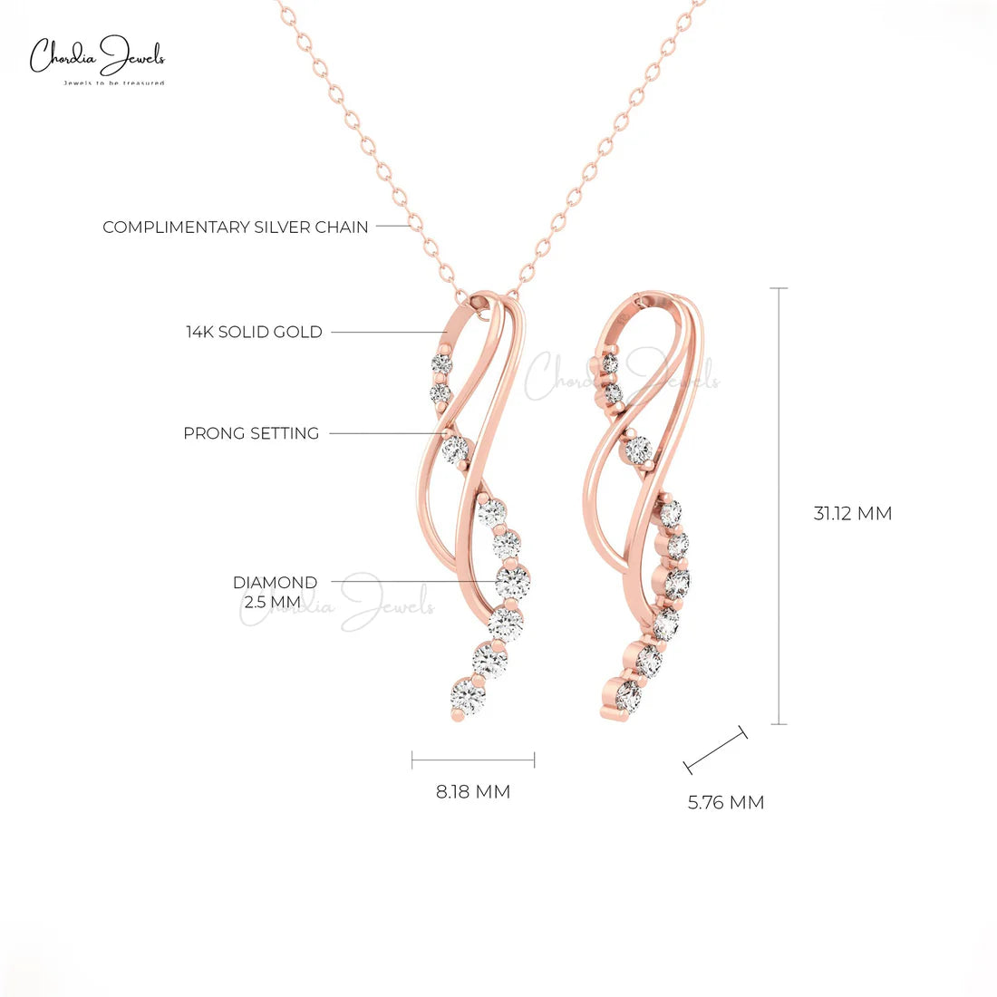 Triple Curve Diamond Pendant