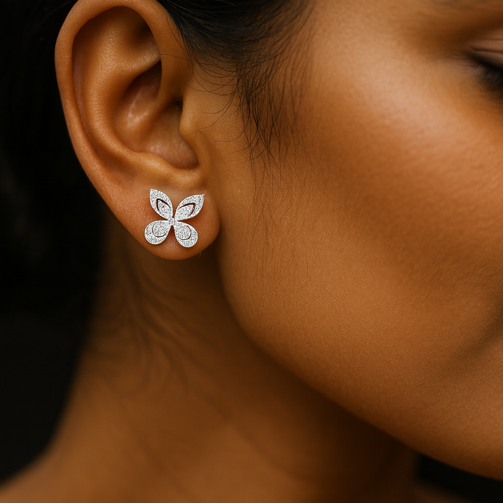 Designer butterfly flaps stud earrings